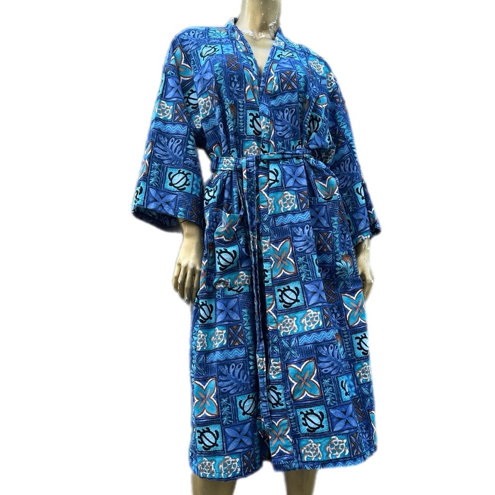 Kilohana Clothing Co. 100% cotton Tropical Hawaiian Unisex belted robe size M/L